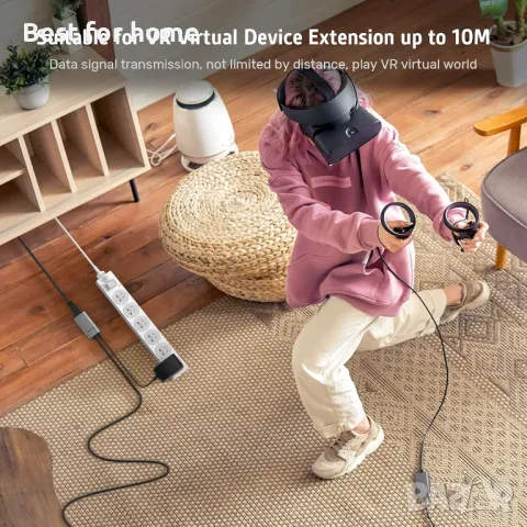 Alxum USB удължителен кабел 10m с 5V/2A захранващ адаптер, снимка 5 - Друга електроника - 48456242