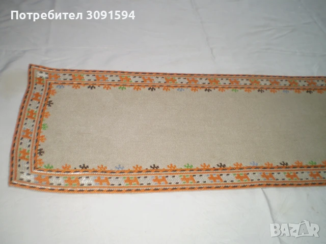 винтидж покривка за маса, ръчно бродирана   ленена покривка за маса, снимка 6 - Покривки за маси - 51012934