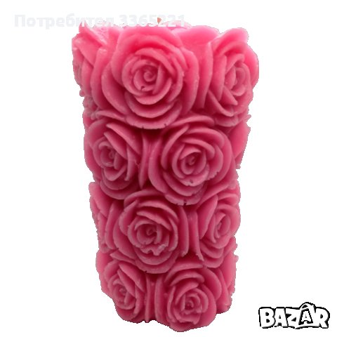 Свещ  цилиндър с рози