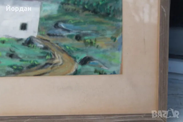 Картина акварел със стъкло и пастел, снимка 5 - Картини - 48942783