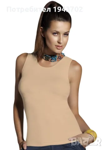 Памучен потник в бежов цвят, снимка 1