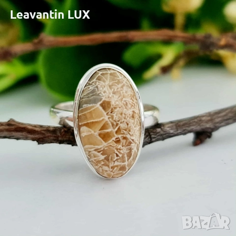 ✨ Сребърен пръстен с фосилен корал Petoskey