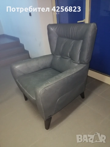 Фотьойли 2бр. сивосини - дебела телешка кожа , снимка 2 - Дивани и мека мебел - 51832072