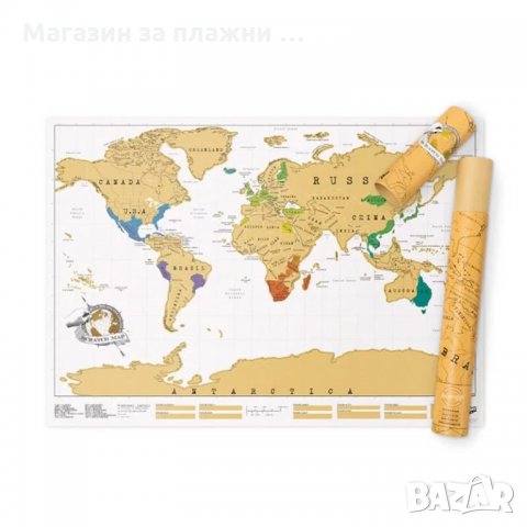 Скреч Карта на Света за Стена - КОД 1078