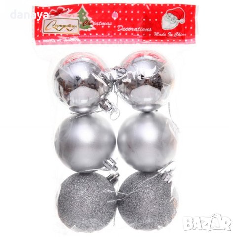 4315 Комплект коледни топки играчки за елха, Ф6, 6 броя, снимка 4 - Декорация за дома - 43421324