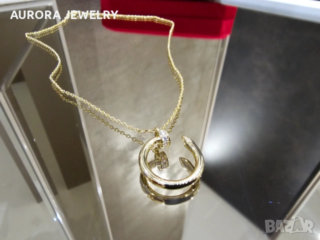 CARTIER Nail Juste un Clou Gold Diamonds Pendant Дамско Колие Пирон, снимка 6 - Колиета, медальони, синджири - 53007251