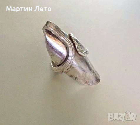 Посребрен пръстен от лъжица. Уникат., снимка 6 - Пръстени - 53375523