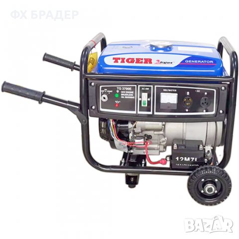 ПРОМОЦИЯ! Професионален Монофазен бензинов генератор Tiger, 2700W, 12L, ел. стартер, с колела, снимка 8 - Генератори - 39819455