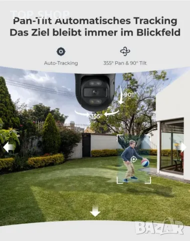 Reolink 4K,8MP PT PoE външна камера с автоматично проследяване,30м.цветно нощно,355° панорама, снимка 6 - IP камери - 48930265
