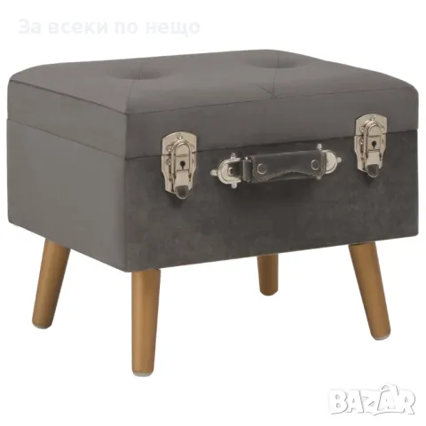 Табуретка за съхранение, 40 см, сива, кадифе Код P85
