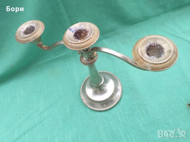 Посребрен свещник за 3бр свеши, снимка 6 - Декорация за дома - 28670098
