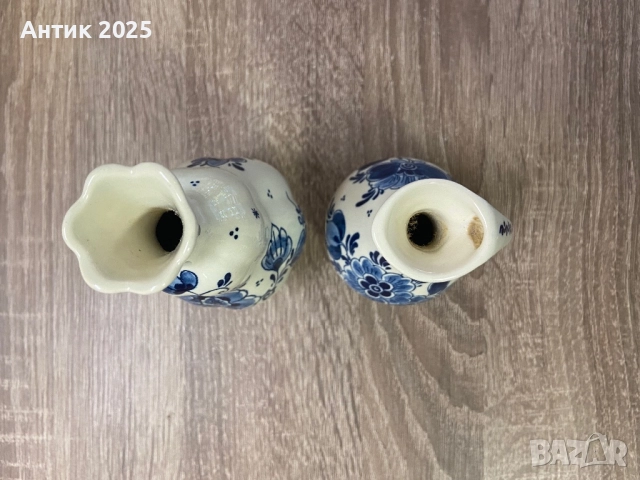 Двойка вази Royal Goedewaagen Blue Delft, рисувани на ръка, снимка 5 - Антикварни и старинни предмети - 52236973