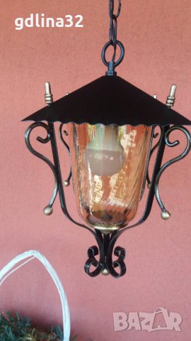 Лампион с месингови орнаменти, снимка 1 - Лампи за таван - 27184484