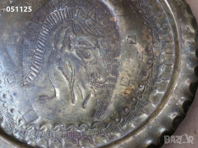 бронзова ръчно гравирана чиния за стена - отлична, снимка 6 - Антикварни и старинни предмети - 35544038
