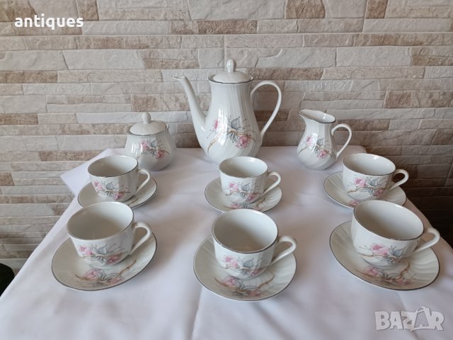 Красив порцеланов сервиз за кафе -17 части- Завод Китка - №1, снимка 2 - Сервизи - 38398487