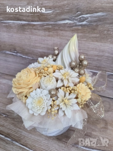 Коледни сапунени букет, снимка 2 - Изкуствени цветя - 52399109