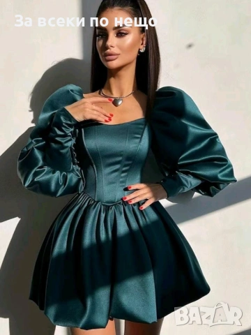 Детска Къса Ефектна Сатенена Рокля - Налични Различни Цветове Код Pink11