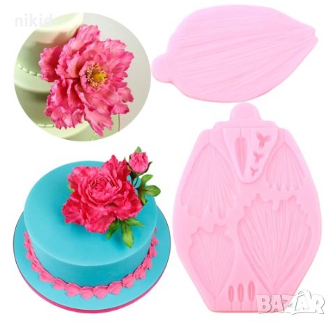 Големи долни листа листо зеленина на цвете Божур силиконов молд форма за украса декор торта фондан , снимка 2 - Форми - 26061353