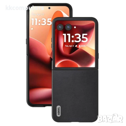 Motorola Razr 60 Ultra 5G ABEEL Electroplating Edge Genuine Cow Leather+PC Удароустойчив Калъф и Про, снимка 4 - Калъфи, кейсове - 50443427