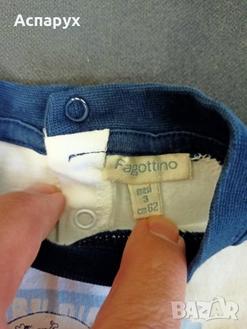 Бебешка памучна блузка с дълъг ръкав FAGOTTINO 3 месеца, снимка 5 - Бебешки блузки - 43091680