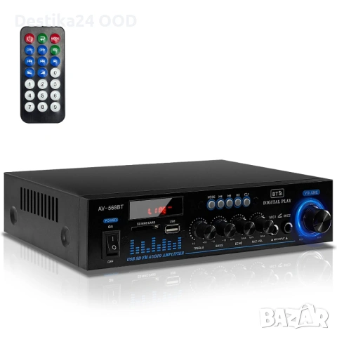 Компактен 360W Bluetooth Усилвател HiFi с LCD и FM Радио