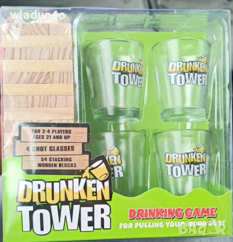 Дженга+шот чашки/Пияна кула-забавна игра за+18г.-25лв-28лв