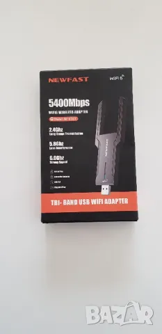 NEWFAST Stick 6, 5400Mbps, USB адаптер, трибандов WiFi, 2.4GHz/5GHz/6Hz, Windows 11/10, USB 3.0, снимка 1