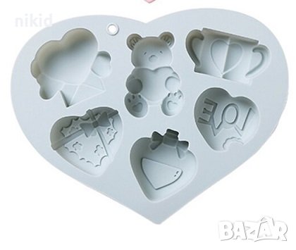 Мъче сърце чаша големи дълбок силиконов молд форма фондан шоколад гипс сапун декор , снимка 2 - Форми - 40101822