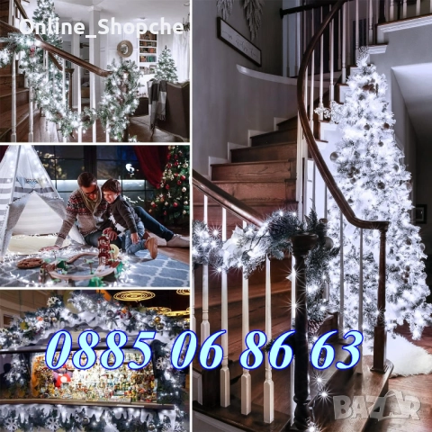 Коледни лампички 50 метра на макара, бяла светлина, водоустойчиви, снимка 2 - Декорация за дома - 52426223