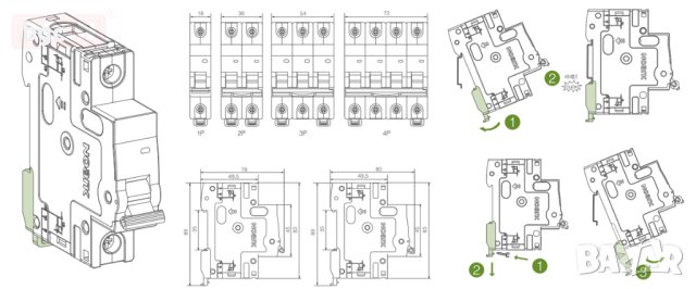 NOARK АВТОМАТИЧЕН ПРЕДПАЗИТЕЛ 2P DC 440V 16A до 63A ДВУПОЛЮСЕН 2P 440VDC 16A 32A 50A 25A, снимка 3 - Друга електроника - 43726353