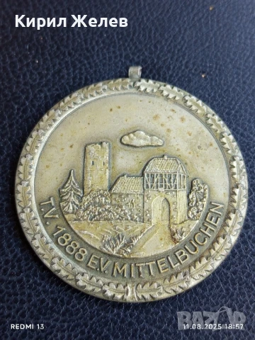 Спортен медал ТЮРНФЕРАИН МЮХЕЛНБУТЕН основан 1888г. рядък за КОЛЕКЦИЯ 74321, снимка 2 - Антикварни и старинни предмети - 51331728