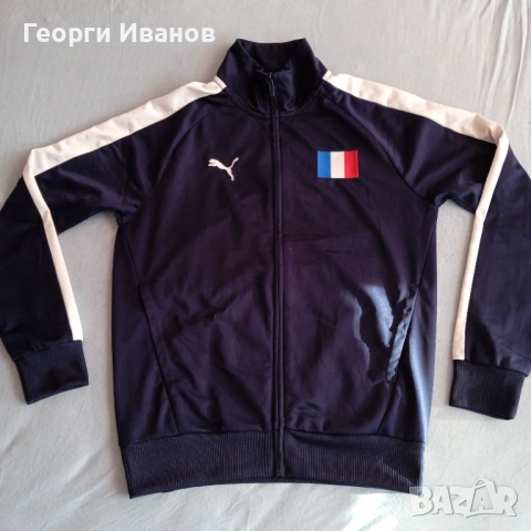НОВА БЕЗ ЕТИКЕТ FRANCE PUMA Navy Blue Full Zip sweatshirt hoodie top горница топ суичър худи