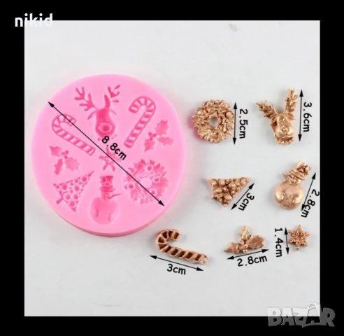 Коледен елен елф , снежко , бастун , венец , коледна звезда снежинка силиконов молд декорация фондан, снимка 2 - Форми - 19819334