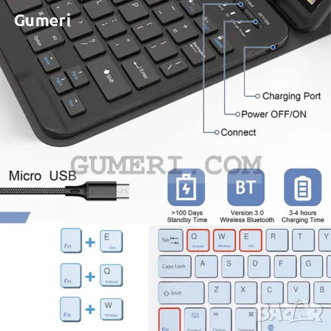 Samsung Galaxy Tab A9+  Тефтер Стойка С Клавиатура, снимка 5 - Калъфи, кейсове - 49193790