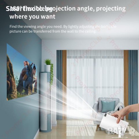 Смарт проектор HY300 PRO - Домашно кино 4K, Андроид 130 inch 170ansi, снимка 6 - Плейъри, домашно кино, прожектори - 43750719