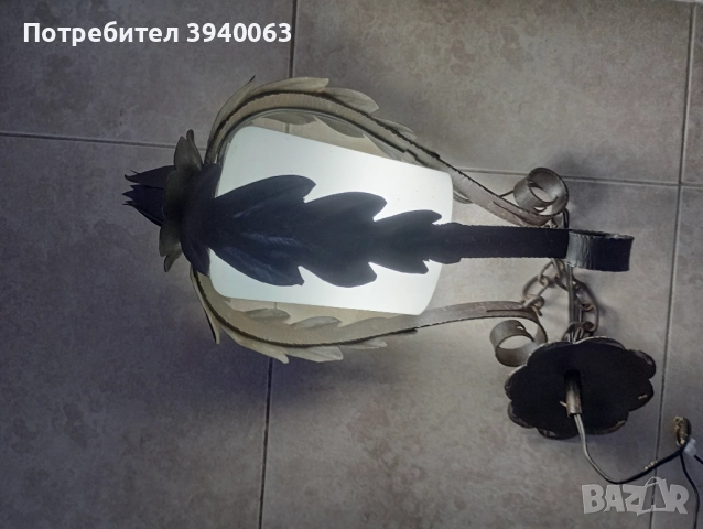 Стари полилеи от ковано желязо единичен 2 броя, снимка 7 - Лампи за таван - 43952225