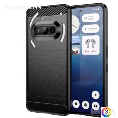 Nothing Phone (3a) Удароустойчив Carbon Fiber Калъф и Протектор