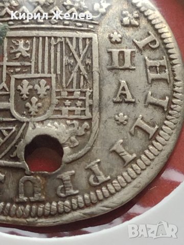 Сребърна монета 2 реала 1723г. Филип пети Мадрид Испания 12204, снимка 5 - Нумизматика и бонистика - 42987513