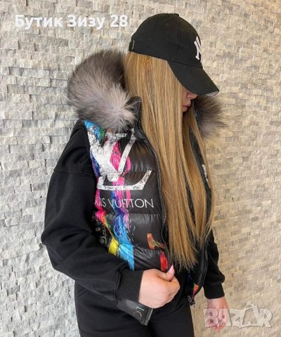Дамски елек Louis Vuittоn с естествен пух , снимка 3 - Елеци - 44118943
