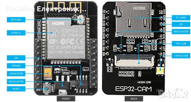 ESP32-CAM с Камера OV2640 WiFi + Bluetooth, снимка 3 - Друга електроника - 43513231