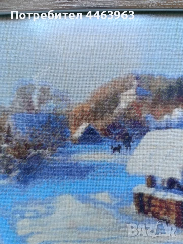 гоблен ,, Зимен ден", 33/20 см, снимка 6 - Гоблени - 51278761