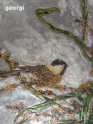 Бронзова емайлирана фруктиера с птичка , снимка 6 - Декорация за дома - 35322516