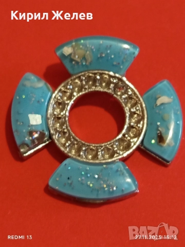 Колие МОРАНО с тюркоазени детайли и сребрист метален елемент с кристали 52175, снимка 8 - Колиета, медальони, синджири - 52562517