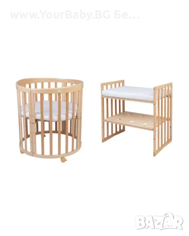 Натурален к-т дървена кошара за бебе 7в1 Овал, Детско легло 0-10 год., снимка 10 - Кошарки - 50282073