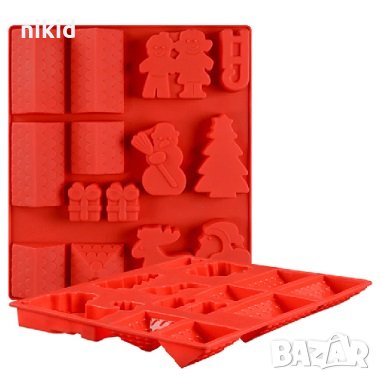 Покриви къща снежен човек елха деца шейна големи дълбок Коледен силиконов молд форма шоколад гипс, снимка 2 - Форми - 27490497