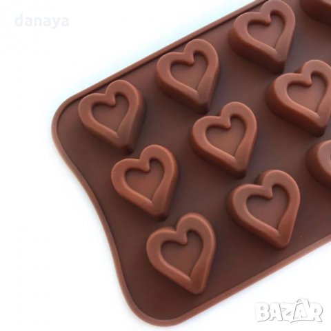 2212 Силиконова форма за шоколадови бонбони и лед Сърчица, снимка 4 - Форми - 33172718
