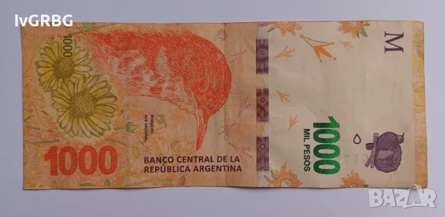 1000 песос Аржентина 1000 песо аржентинска банкнота , снимка 2 - Нумизматика и бонистика - 48670370
