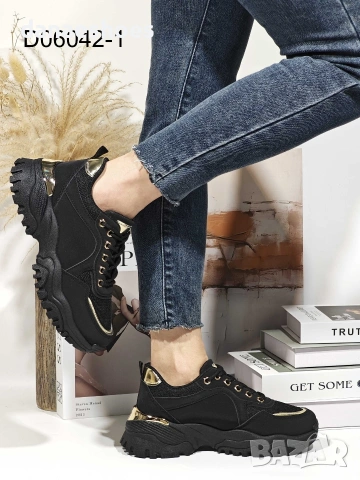 Дамски сникърси с груба подметка в черно , снимка 4 - Маратонки - 53118960