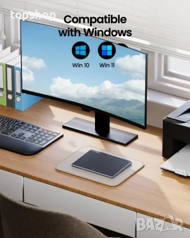 ЧИСТО НОВ Безжичен тъчпад / тракпад ProtoArc T1 Plus с Bluetooth, за Windows 10/11 PC лаптоп, снимка 6 - Клавиатури и мишки - 50501511