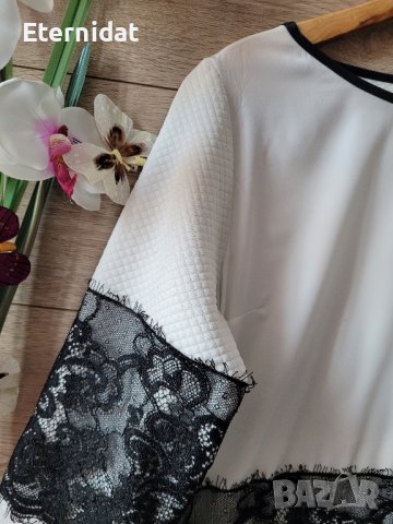 Бяла блуза с дантела , снимка 5 - Блузи с дълъг ръкав и пуловери - 43961535
